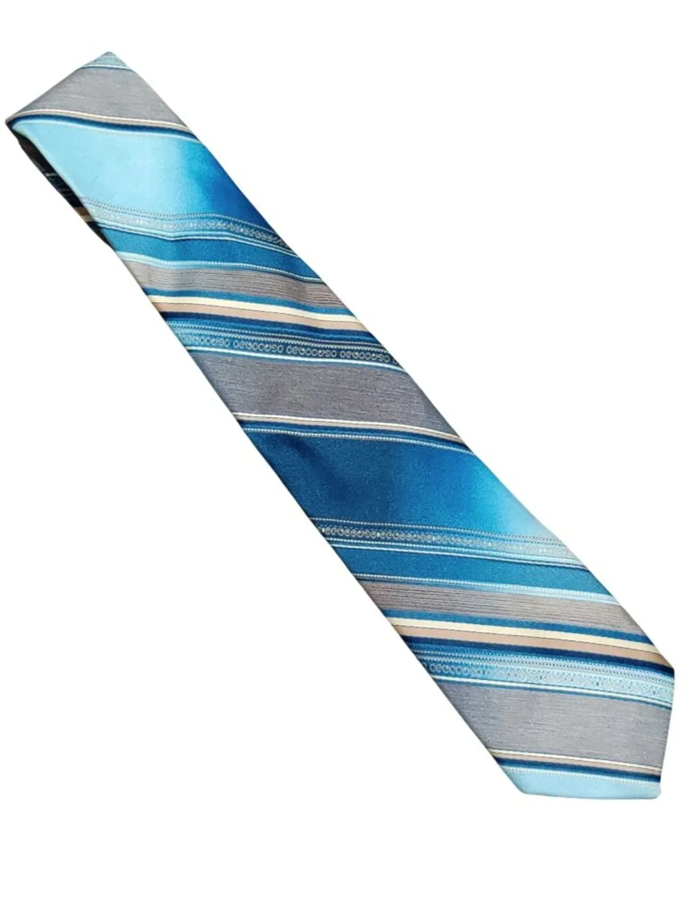 Angelo Corelli Tie Vintage Blue Gray Striped Wide Necktie Retro Italian Style